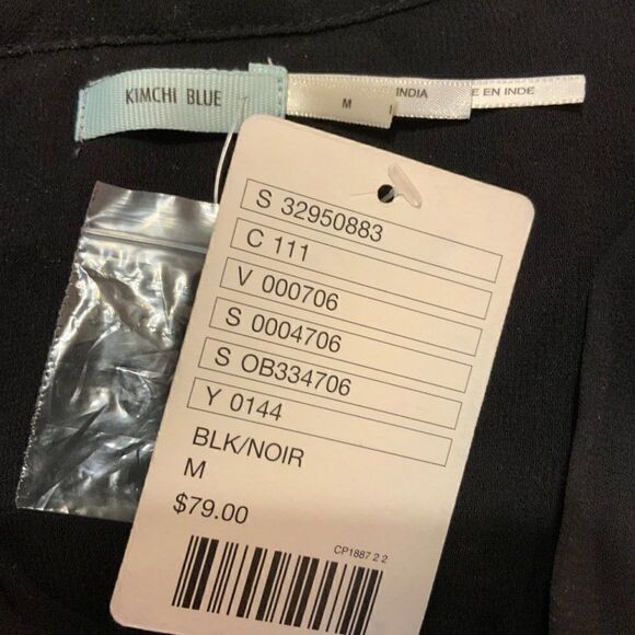 Urban Outfitters Kimchi Blue Black Sheer Tie Neckline Top Size Medium New - Picture 9 of 9